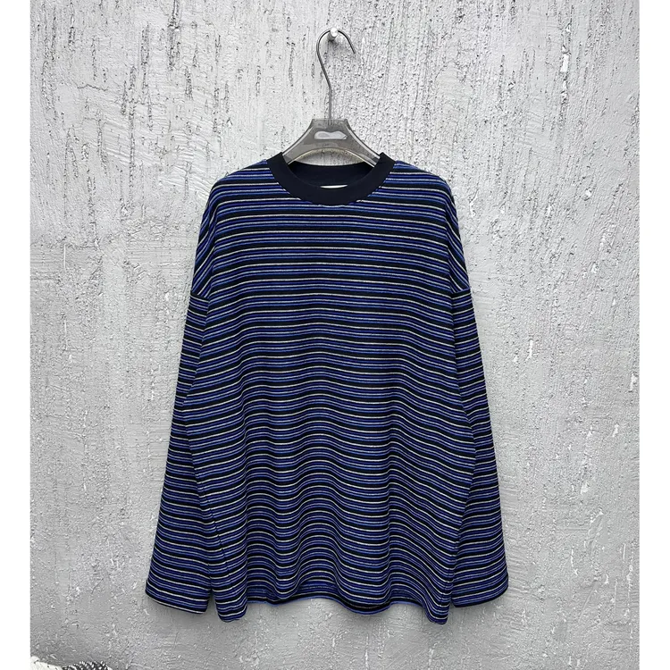 UNCLE&F 神器/百搭 定染撞色条纹廓形百搭长袖T恤卫衣