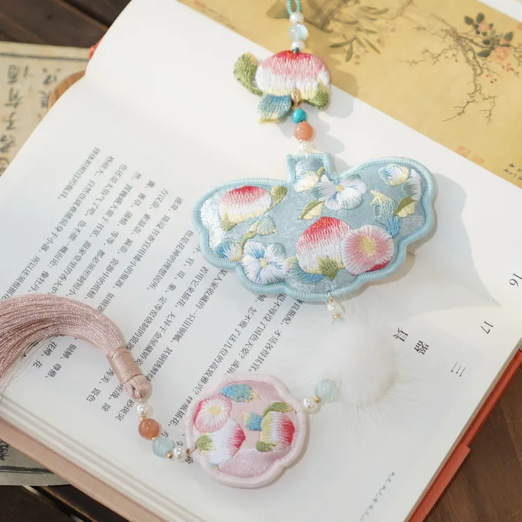 云深雾浅 霜色桃桃 原创双面刺绣汉服荷包挂件古风桃子禁步配饰