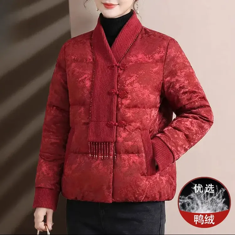 2025新款妈妈冬装新中式羽绒服中老年女装加厚保暖防寒服外套50岁