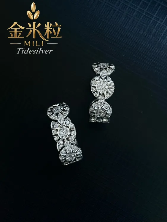 925银锆石戒指 太阳花锆石镶嵌开口戒指