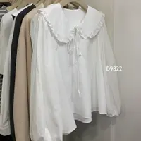 丸子 娃娃领绑带衬衫