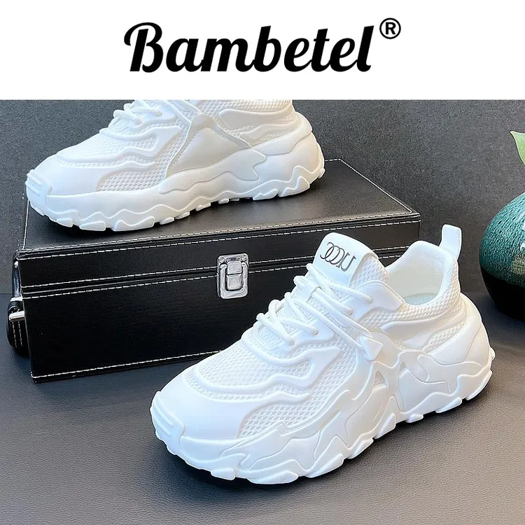 Bambetel男鞋网面运动鞋秋冬白色休闲保暖百搭老爹男鞋秋冬款