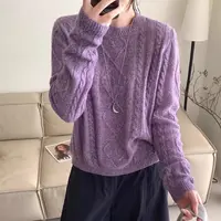 3444【花纱宽松麻花毛衣】秋冬新款韩版慵懒风ins百搭上衣