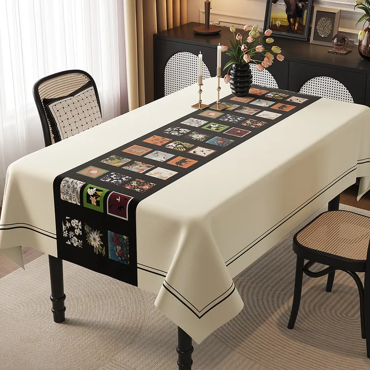 餐桌复古桌布免洗防油防水轻奢感2025新款长方形中古风茶几餐