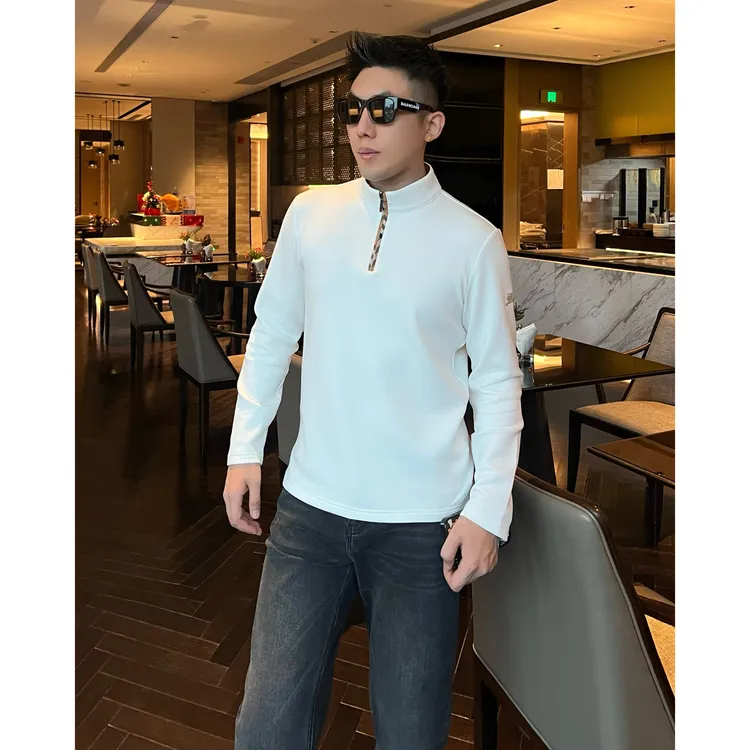 【格纹半拉链】男士新款休闲装卫衣绣马保暖长袖上衣高级感男装衣服