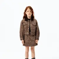 【芷芸专属】littlemoco童装25秋装新款女童豹纹短款夹克牛仔外套