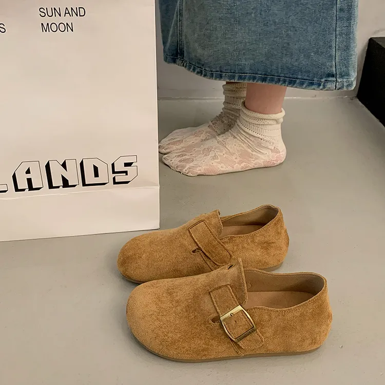 复古勃肯鞋女2025新款秋季内增高百搭全包一脚蹬博肯休闲豆豆单鞋