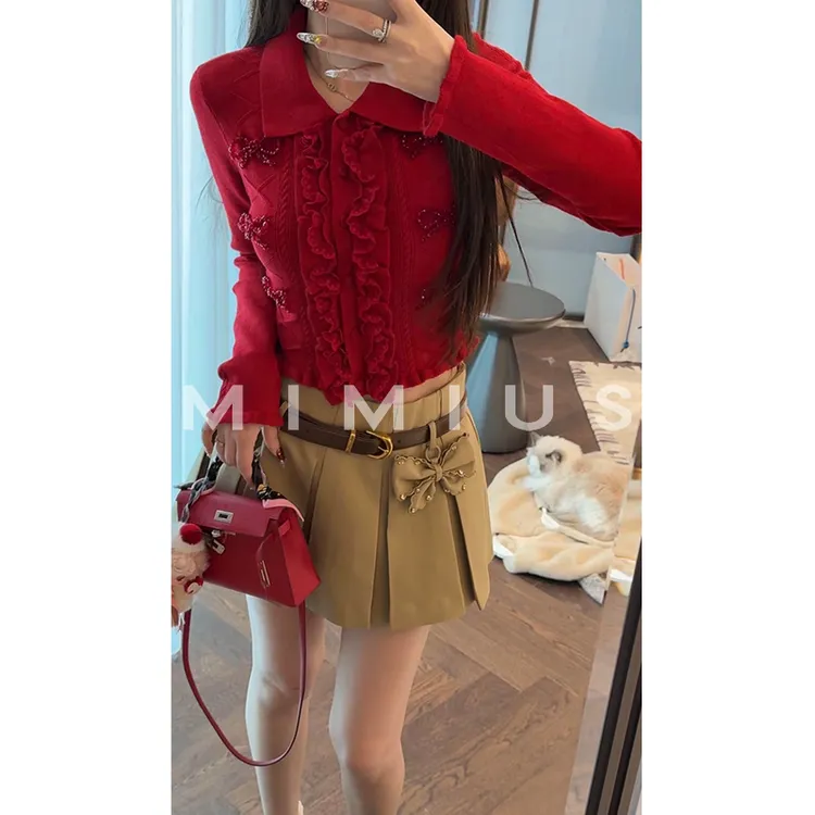 【mimius】P 26早春羊毛钉珠毛衣+百褶裙裤/含腰带 汉服 WG12148