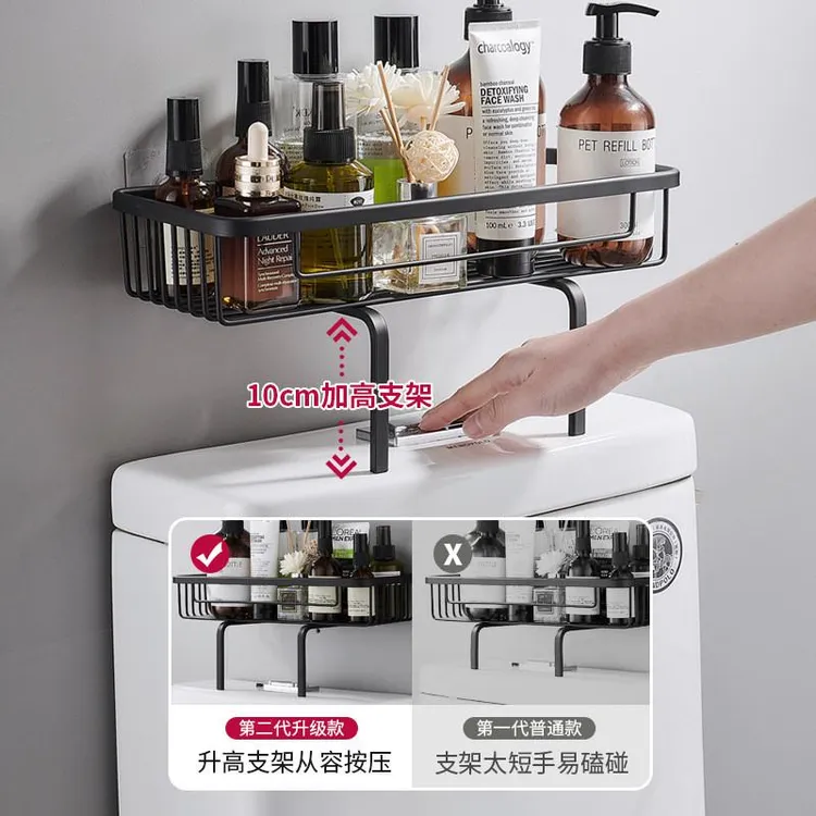 浴室马桶置物架上方壁挂式免打孔卫生间厕所坐便器吸盘式收纳架