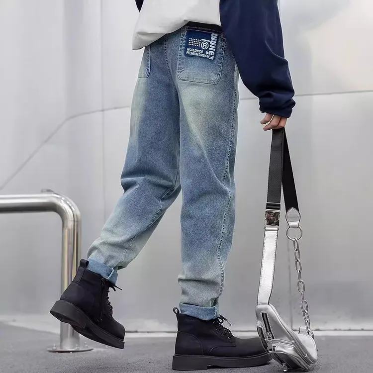 春秋款男童牛仔裤复古风弹力渐变工艺童装童裤小孩外穿裤子潮潮范