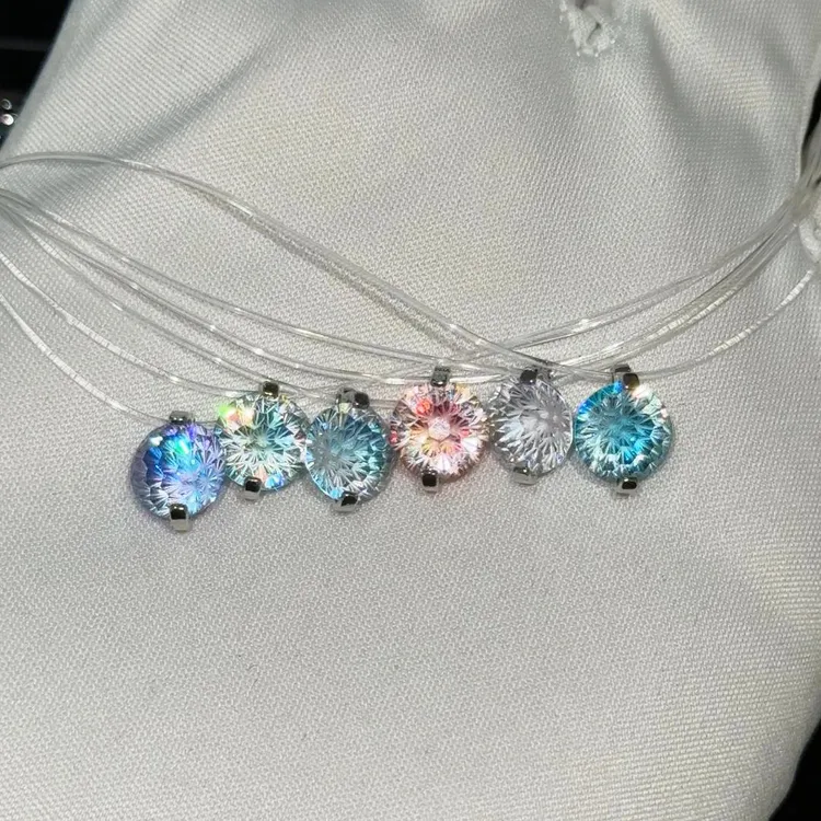 合金合成锆石吊坠 人鱼眼泪项链镶嵌坠链轻奢男女高级感时尚配饰