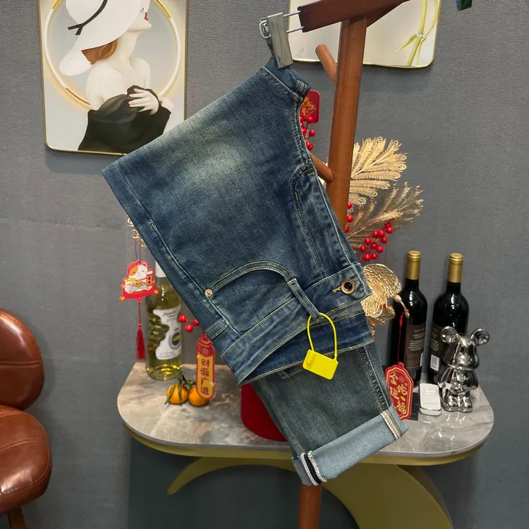 （八分/九分/长裤）秋冬上新微锥修身小直筒弹力复古蓝牛仔裤男装