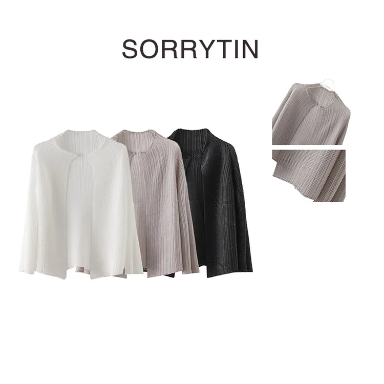 《星银汐》SORRYTIN 一体整烫三宅风 褶皱小宽松薄款春夏开衫外套