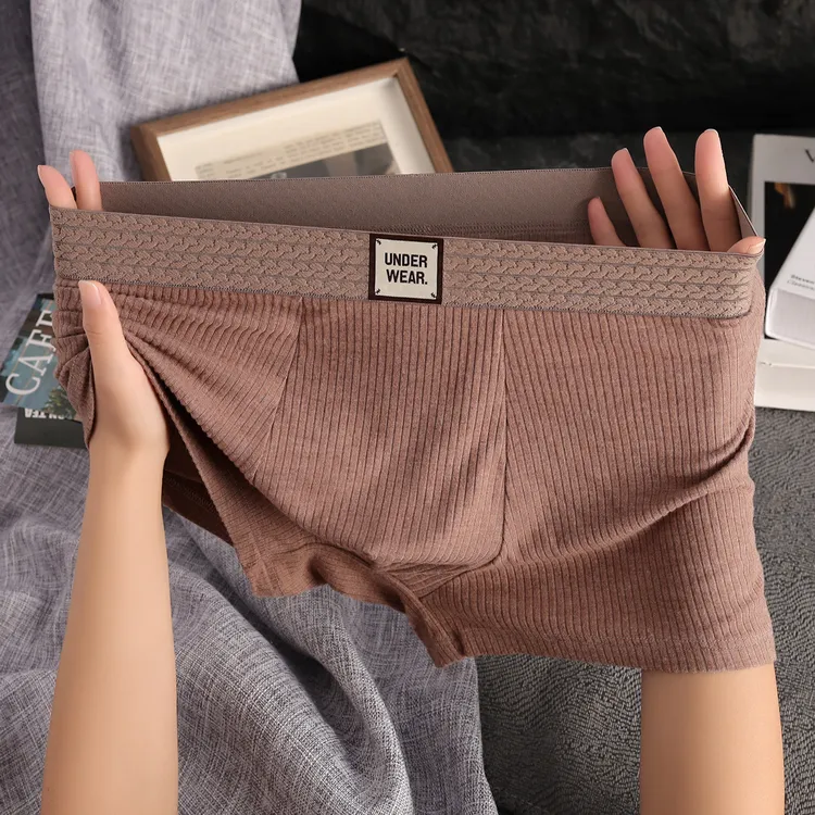 秋冬新款简约男士内裤舒适透气时尚男款平角裤无痕中腰青年四角裤