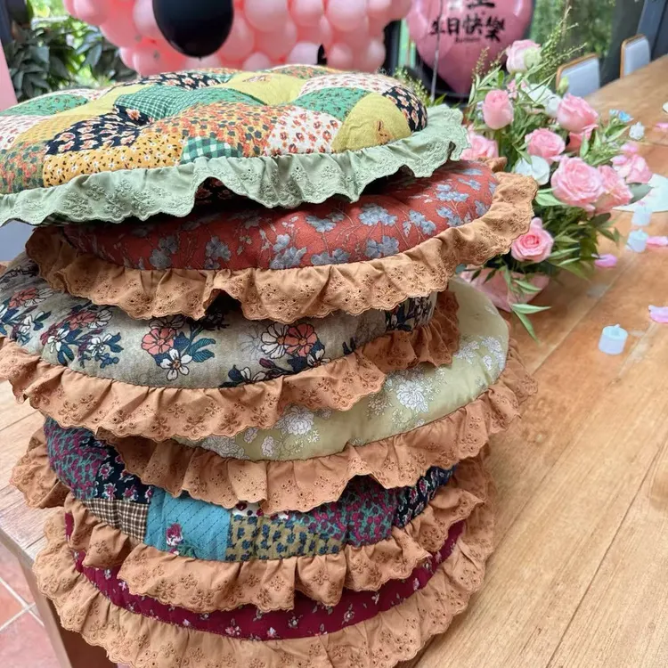 【坐垫蒲团】田园风花边坐垫椅子座垫加厚家用地板座垫多功能