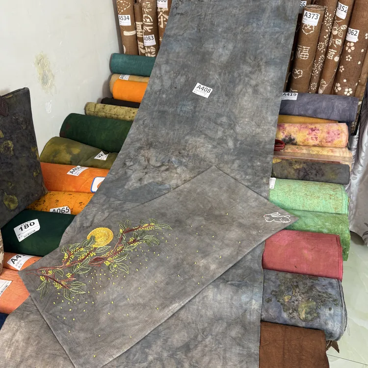 桂花茶席布 幅宽47㎝ 植物染粗布 茶席用布 诺诺植物染