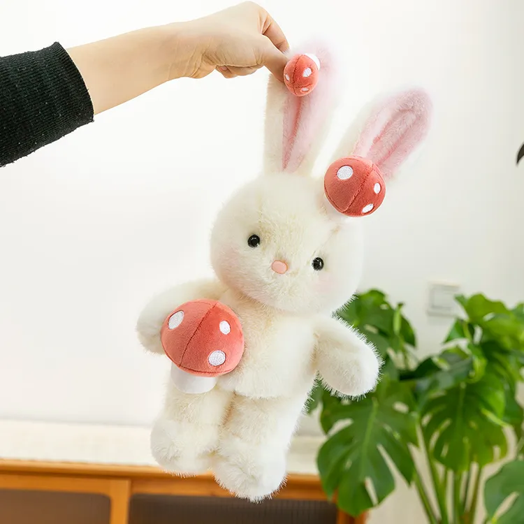 可爱蘑菇兔子玩偶公仔安抚儿童娃娃女孩生日礼物超萌兔兔毛绒玩具