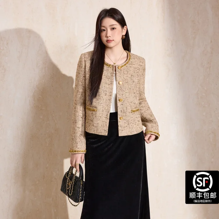 蓝语大码女装名媛轻奢小香风外套2025秋季高级感精致上衣