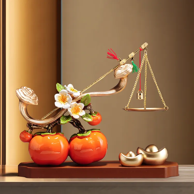 事事称心如意柿子摆件客厅玄关电视柜酒柜装饰品搬家乔迁新居礼物