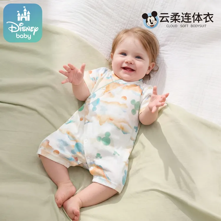 Disney/迪士尼婴儿连体衣纯棉新生夏装衣服宝宝夏季款哈衣爬服