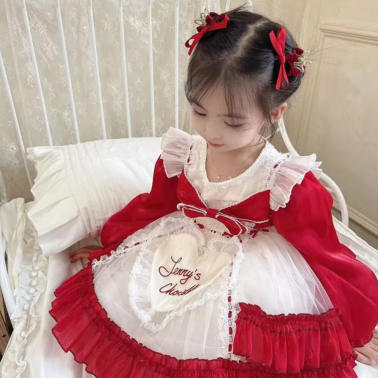 女童洛丽塔公主裙秋装新款儿童连衣裙lolita花边宝宝蕾丝