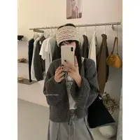 27008古早氛围的秋冬~慵懒坑条毛衣开衫