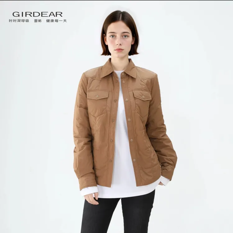 GIRDEAR/哥弟新品奶油蛋糕时髦工装风百搭显瘦棉服衬衣外套140018