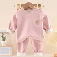 蚕丝羊绒婴幼加绒棉套装秋冬长袖秋衣秋裤加厚保暖男女宝宝家居服