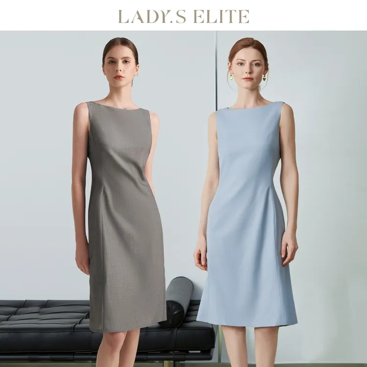 LadySElite【纸片人】格雷灰经典羊毛西装连衣裙女2025新款秋外套