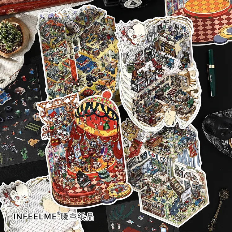 infeel.me今日营业17弹3D立体造景微缩造景贴纸手工diy小屋贴纸