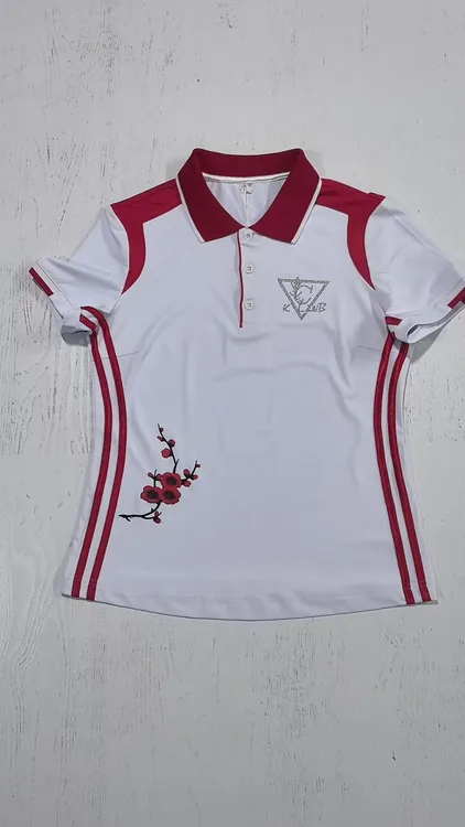 2025新款佳木斯健身操碎钻款修身时尚白色梅花高档冰丝短袖