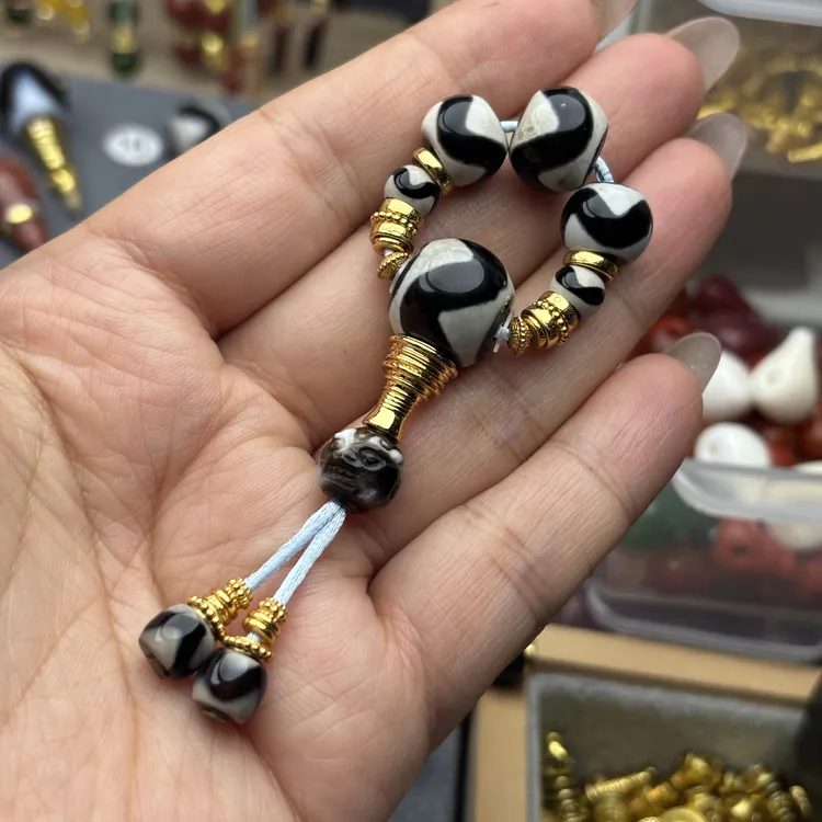 珠改虎牙套组10以下串可用文玩手串万向轴背云弟子珠diy配饰