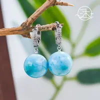 木润【海纹石】天然海纹石耳坠