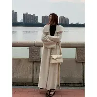 甜辣多多【温暖大被子】翻领软糯针织开衫宽松腰带长款外搭大衣外套