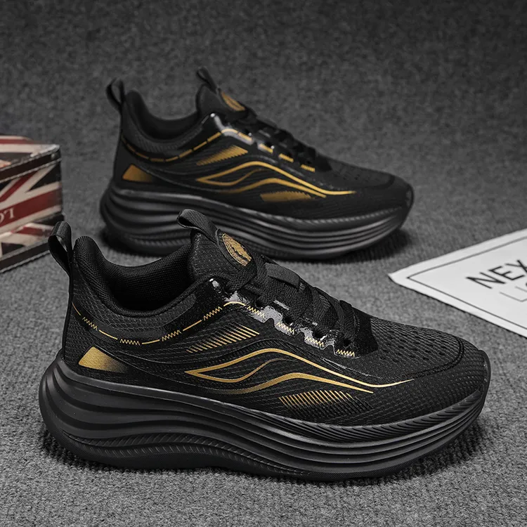 （专属）秋冬时尚百搭马拉松透气情侣运动休闲鞋鞋子夏季6601黑色