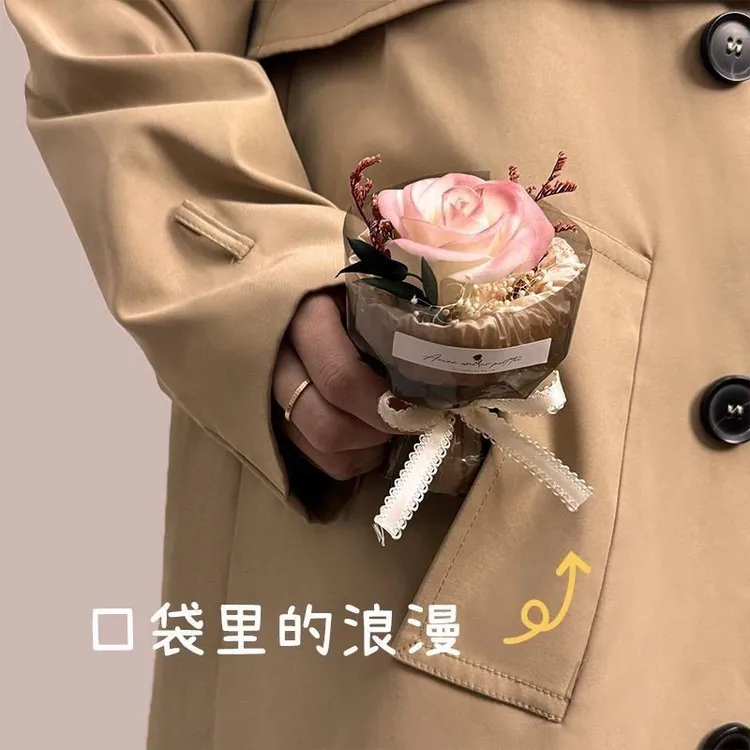 迷你口袋见面小花束永生仿真花玫瑰送男女朋友伴手生日礼物FMB