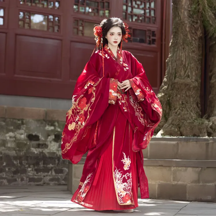 静还决 金鱼姬 原创改良南北朝汉服中式婚服直裾下裙腰封国风