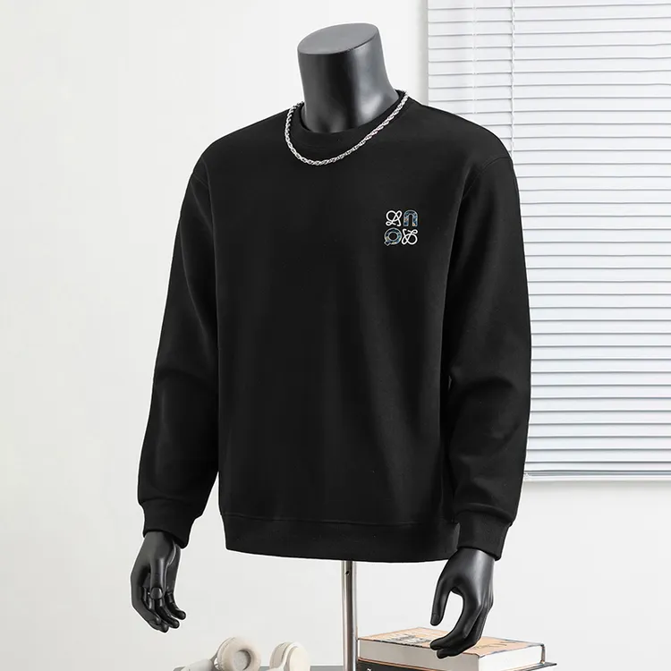 潮牌320g重磅男士卫衣秋冬款反光印花长袖t恤加绒保暖黑色上衣服