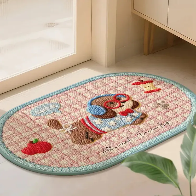 仿毛线编织浴室吸水垫亚麻地垫卫生间脚垫洗手间厕所门口防滑垫子