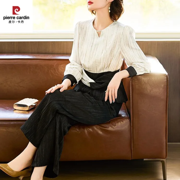 皮尔卡丹中年妈妈春装时尚套装2025新款洋气中老年女装上衣裤子宽
