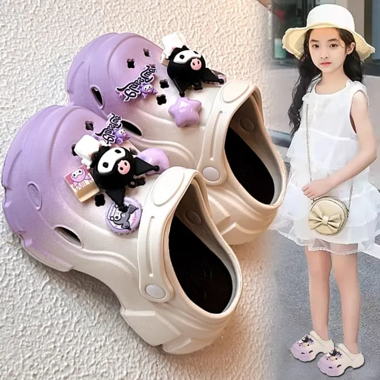 安踏超级儿童女童拖鞋2025新款夏季儿童库洛米包头洞洞鞋公主外穿