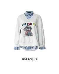 NOT FOR US 小象帽子拼接polo领长袖