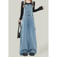 589 GZ高街大阔腿牛仔背带裤美式高腰宽松休闲拖地裤子
