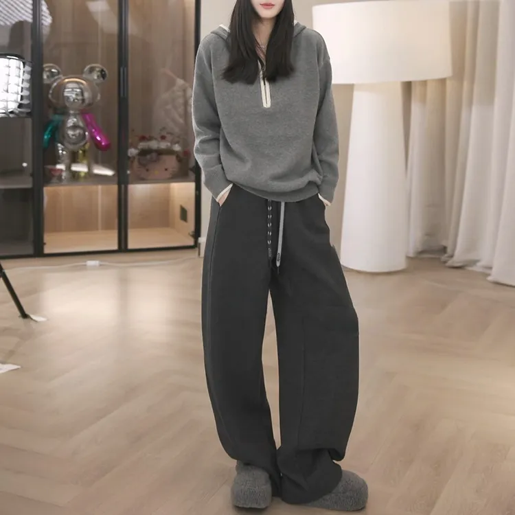 韩版时尚气质套装女秋季新款时尚休闲百搭毛衣帽衫保暖休闲弯刀裤