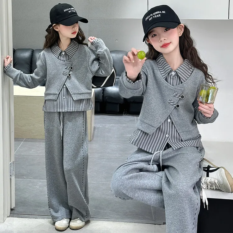 女童春秋套装2025新款儿童洋气时髦春装中大童女孩韩版休闲两件套