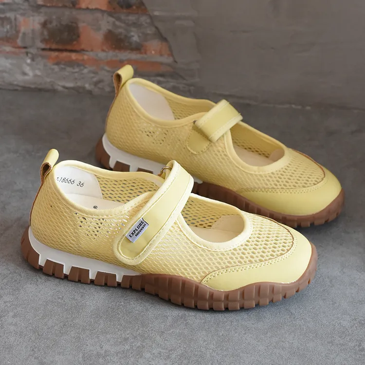 shougu/首谷魔术贴透气网面芭蕾德训鞋女2025新款休闲玛丽珍女鞋