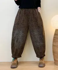 新款秋季豹纹休闲裤宽松哈伦裤百搭女裤B71167