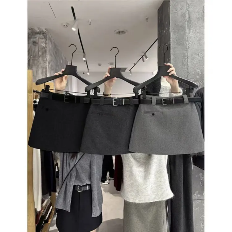 【一粒扣极简风a字短裙女】秋冬高腰百搭显瘦防走光半身裙