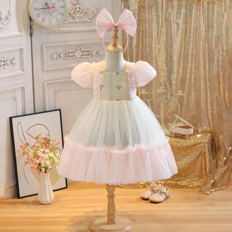 女童连衣裙夏季2025新款蕾丝刺绣洛丽塔公主裙礼服裙表演活动演出