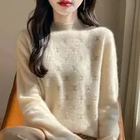 【100%羊毛】双C烫钻衫加厚半高领减龄高级显瘦时尚套头女